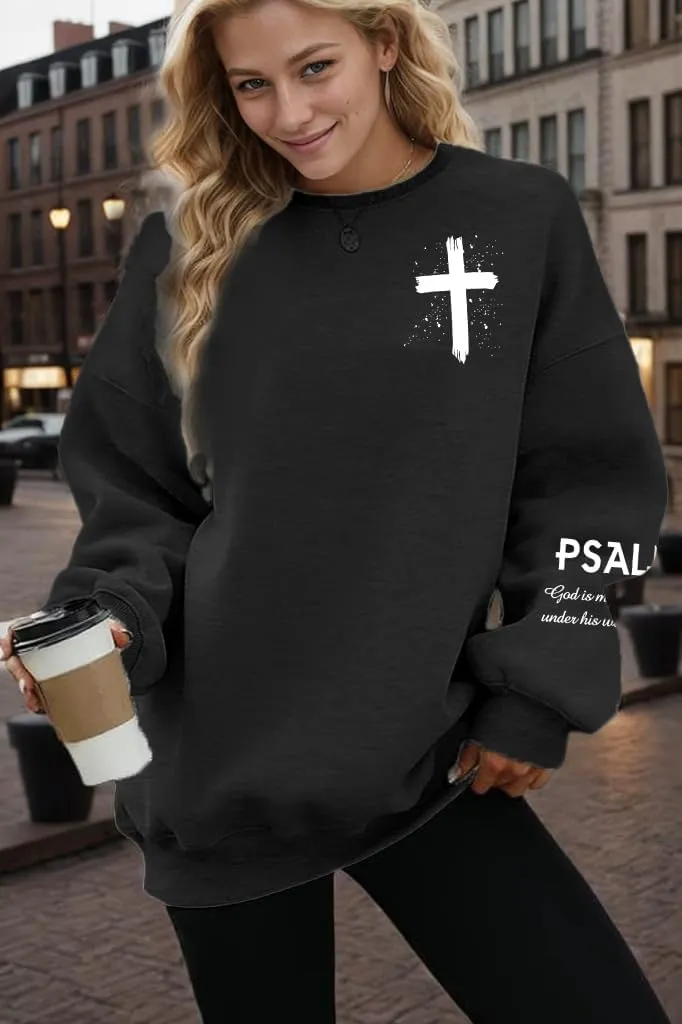 Christian Oversized Sweatshirts for Women Yeshua Lord Redeemer Savior Graphic Pullover Top Casual Loose Fit Outfits