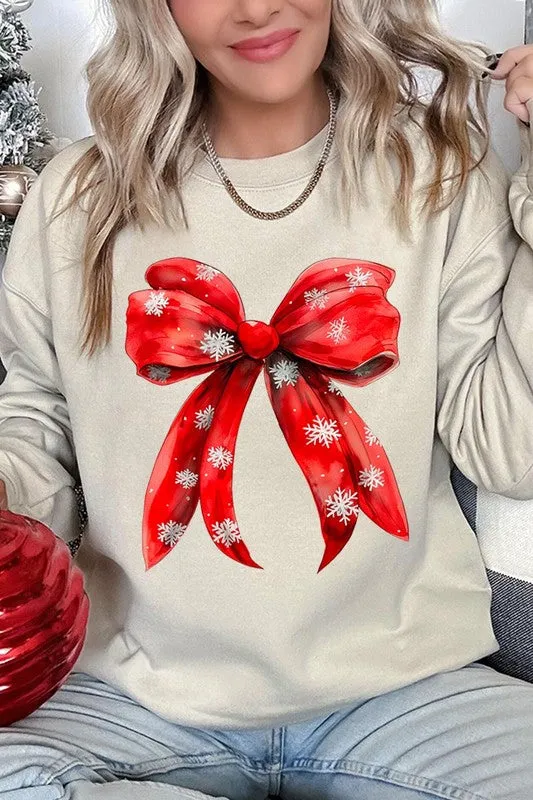 Christmas Snowflakes Bow Graphic Sweatshirts