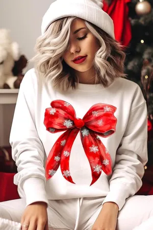 Christmas Snowflakes Bow Graphic Sweatshirts