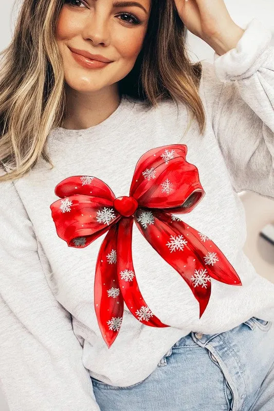 Christmas Snowflakes Bow Graphic Sweatshirts