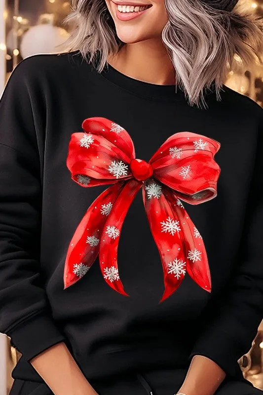 Christmas Snowflakes Bow Graphic Sweatshirts