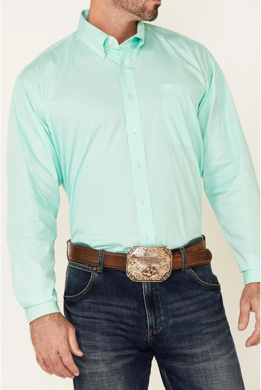 Cinch Men's Classic Fit Long Sleeve Button One Open Pocket Solid Basic