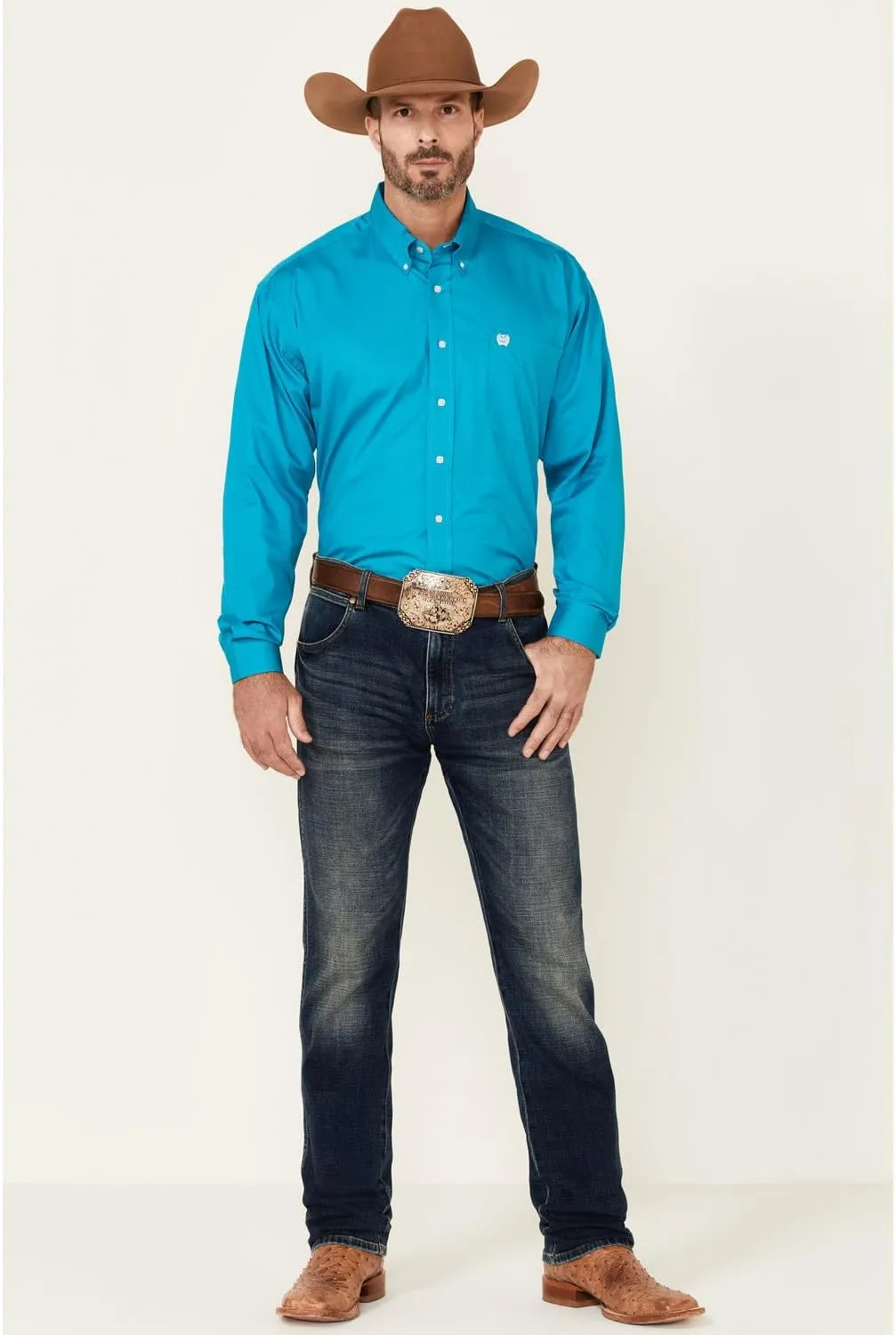 Cinch Men's Classic Fit Long Sleeve Button One Open Pocket Solid Basic