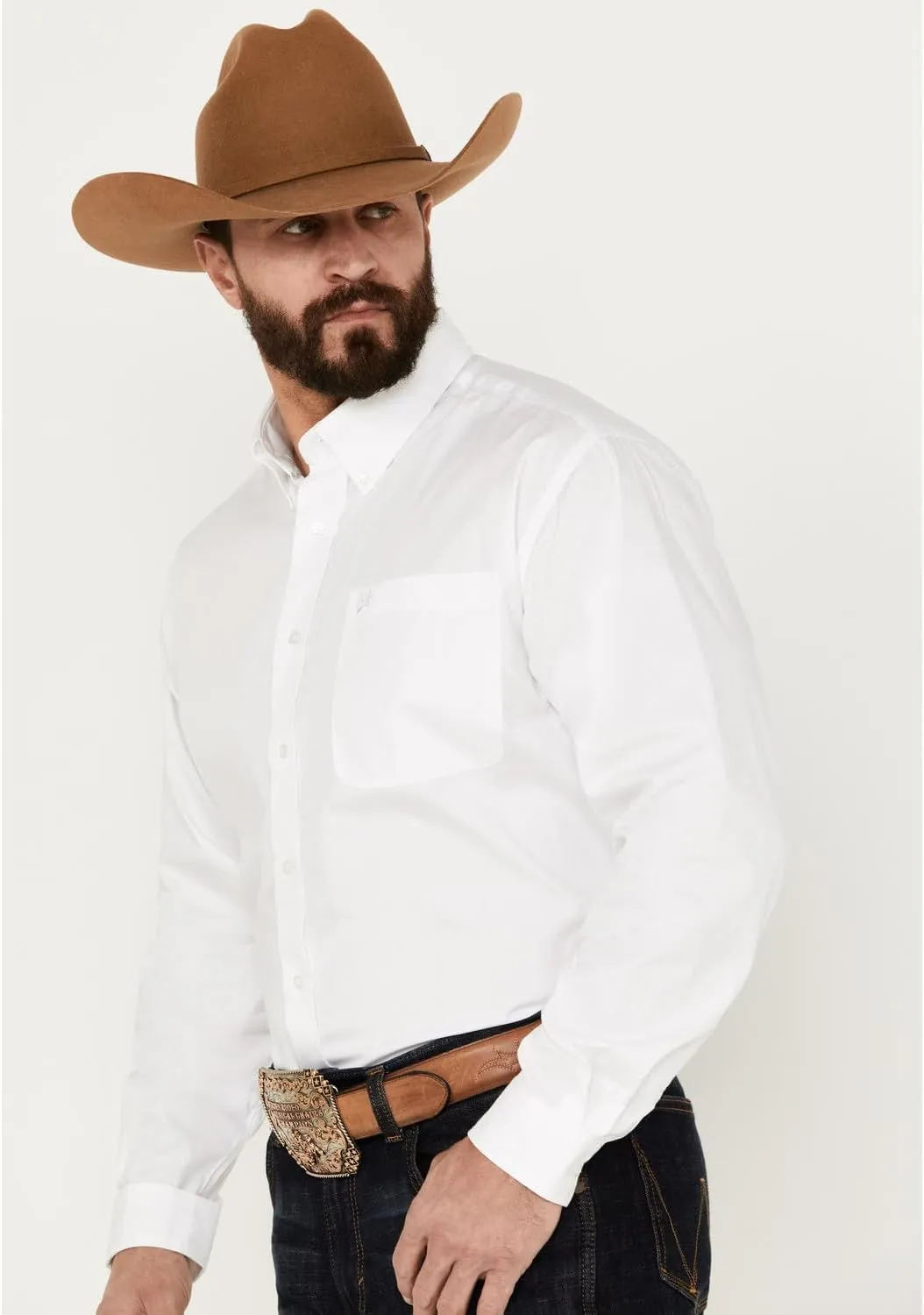 Cinch Men's Classic Fit Long Sleeve Button One Open Pocket Solid Basic