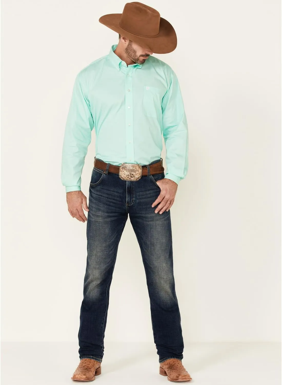 Cinch Men's Classic Fit Long Sleeve Button One Open Pocket Solid Basic