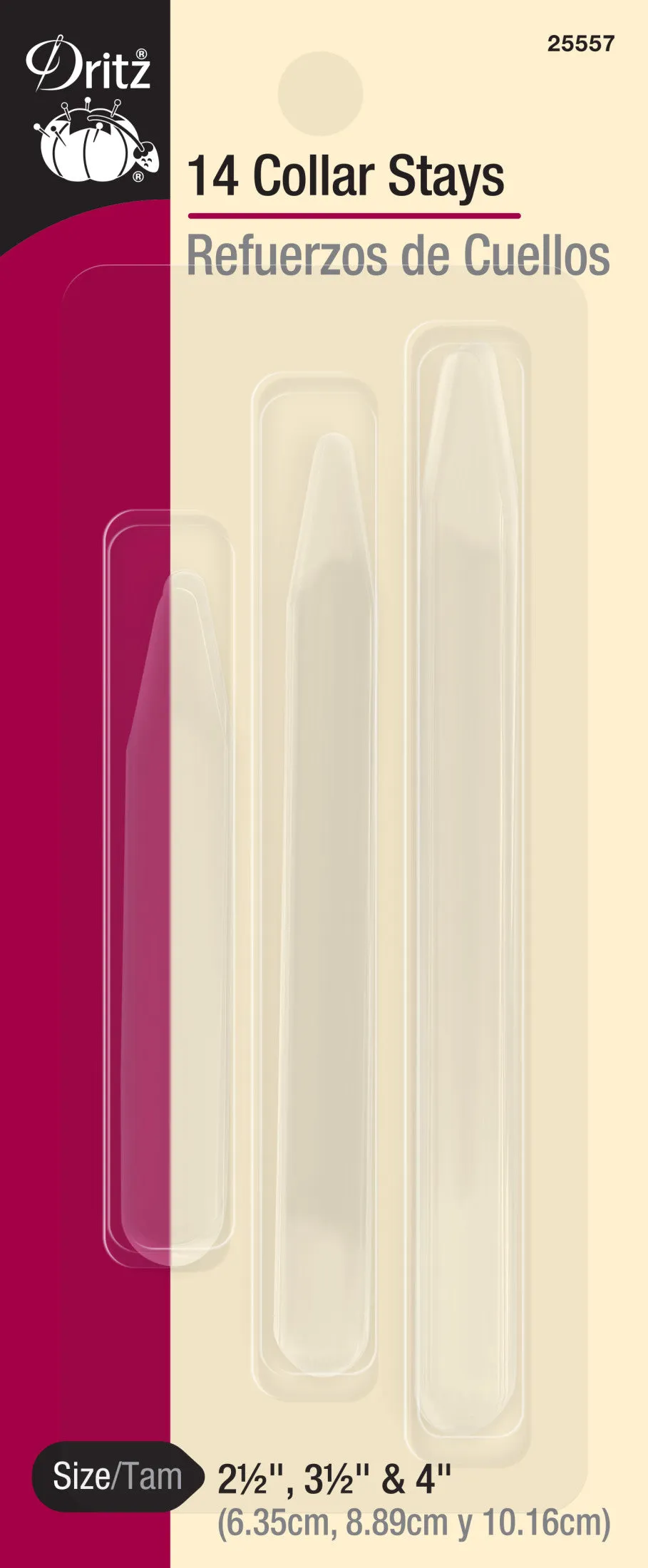 Collar Stays, Assorted Sizes, 14 pc