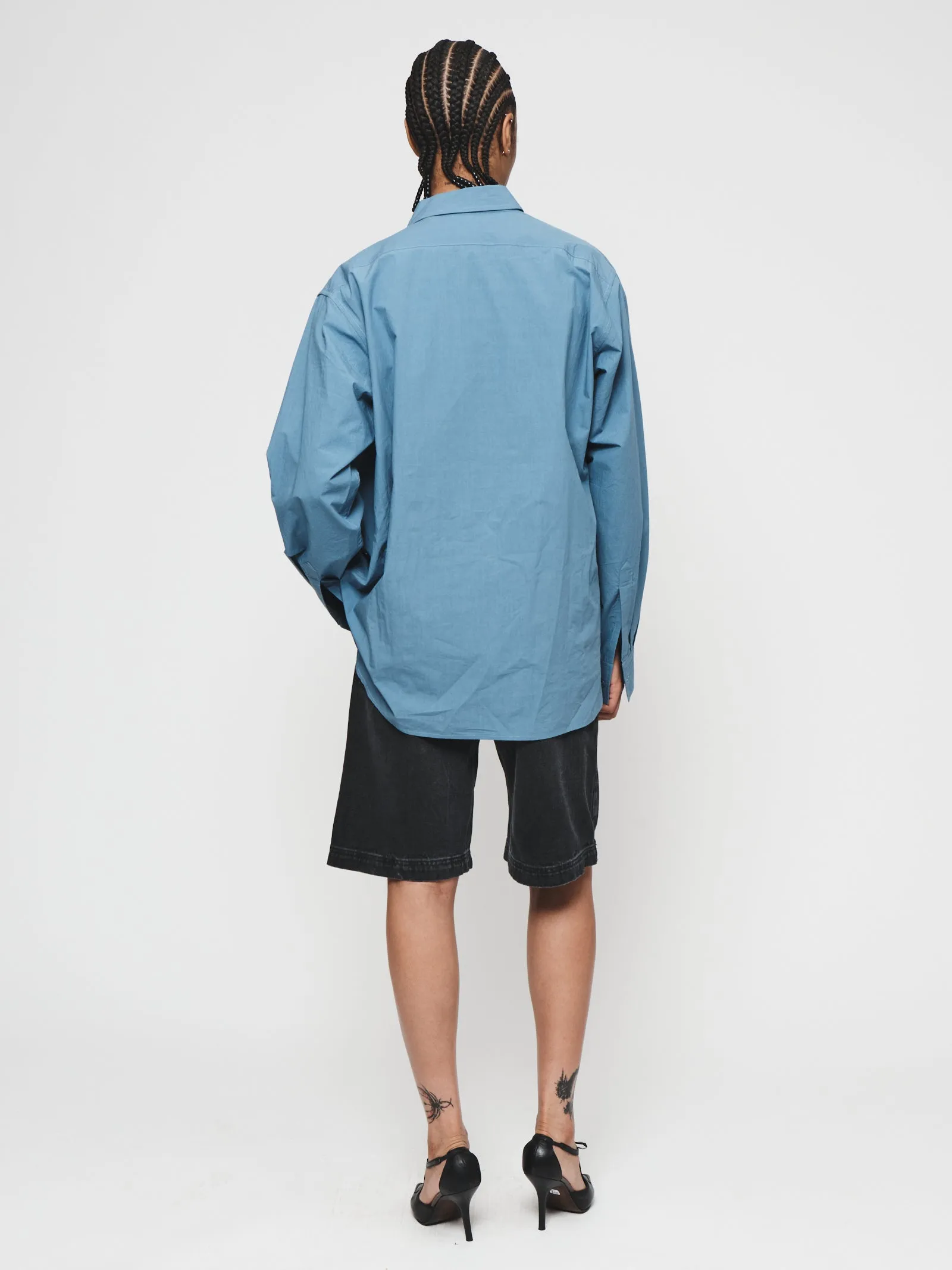 Concealed Placket Biggie Shirt in French Blue