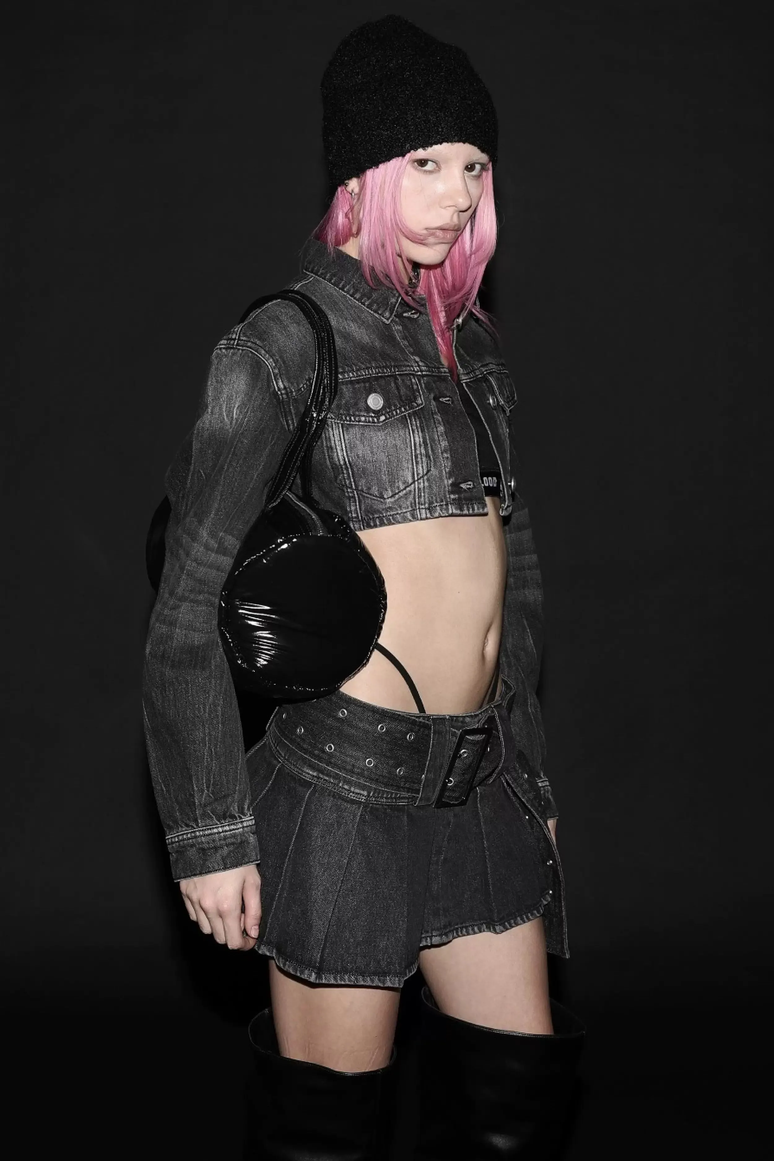 Cropped Denim Jacket and Mini Skirt