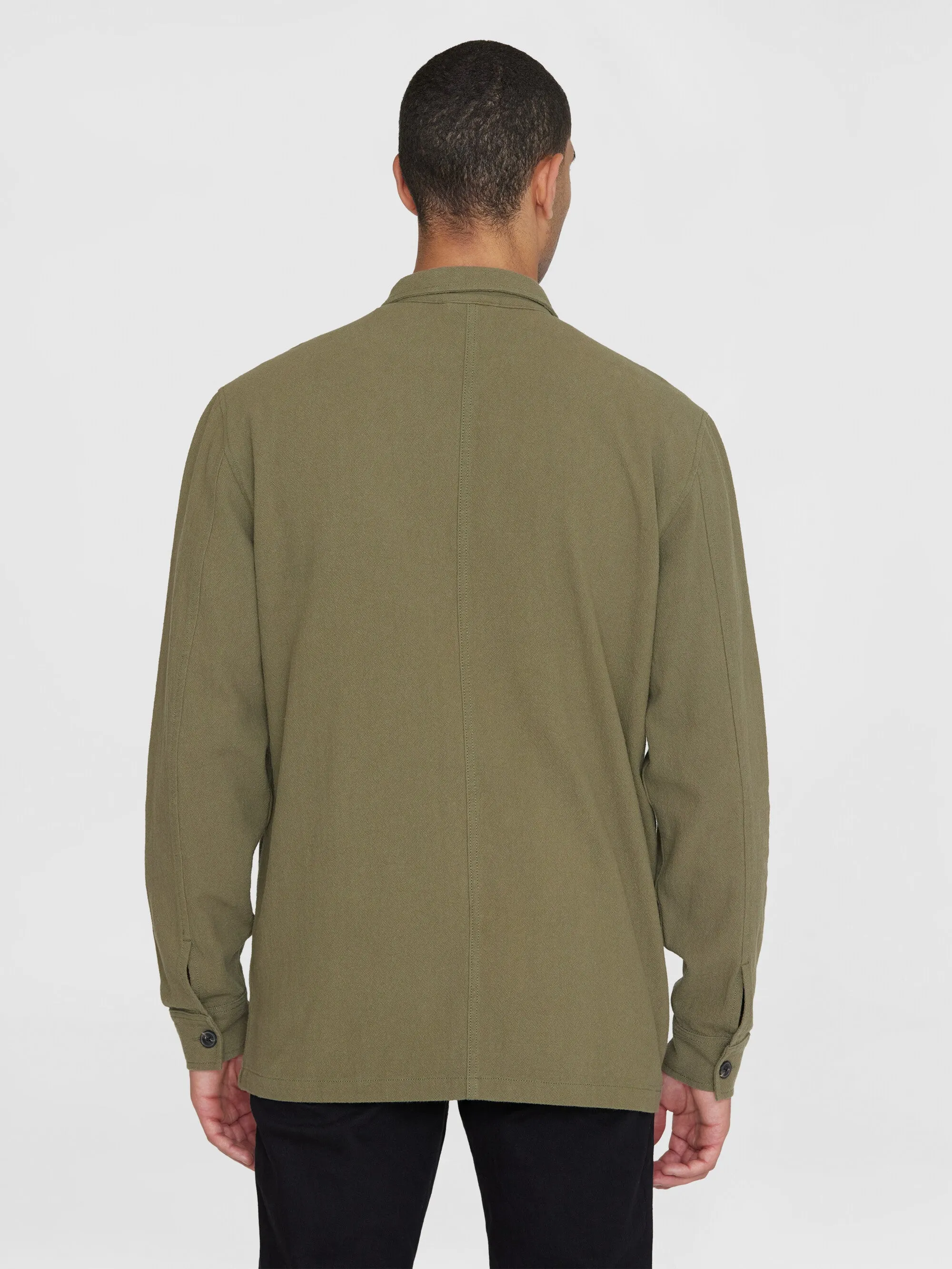 Crushed cotton overshirt - GOTS/Vegan - Burned Olive