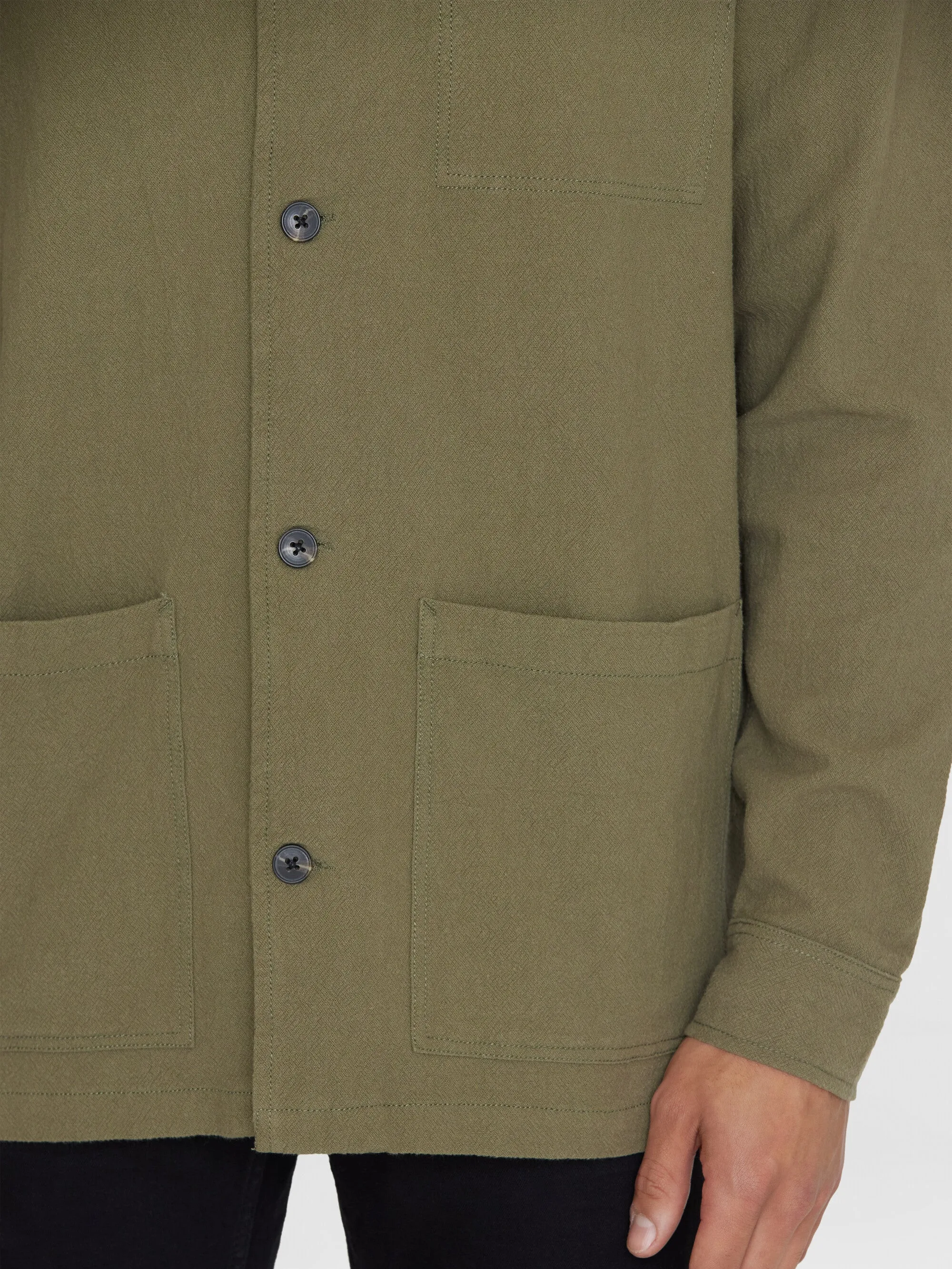 Crushed cotton overshirt - GOTS/Vegan - Burned Olive