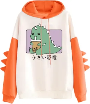 Cute Dinosaur Hoodie Kawaii Hoodie Oversized Pullover for Teens Girls Long Sleeve Y2k Sweatshirt Women