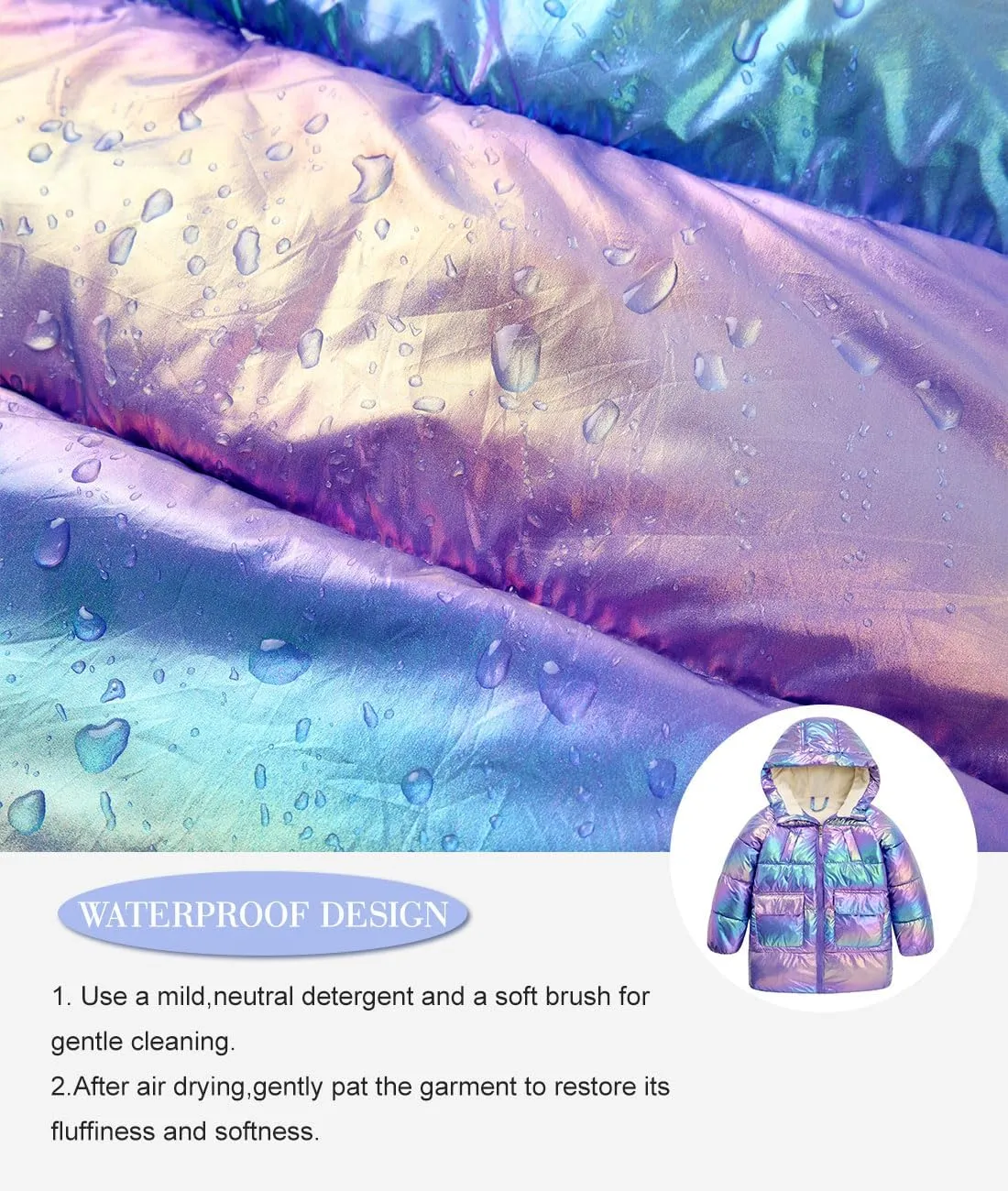 Cutemile 7-12 Years Girls Winter Long Fleece Coat Parka Metallic Puffer Jacket Outwear with Hooded