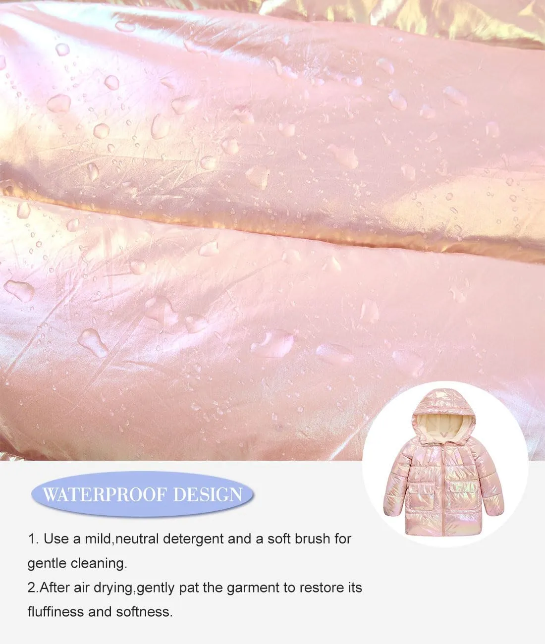 Cutemile 7-12 Years Girls Winter Long Fleece Coat Parka Metallic Puffer Jacket Outwear with Hooded