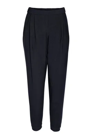 Dark Navy Elastic Waist Pleated Pant 4254