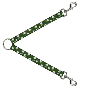 Dog Leash Splitter - Golf Balls/Tees Scattered Green/Multi Color