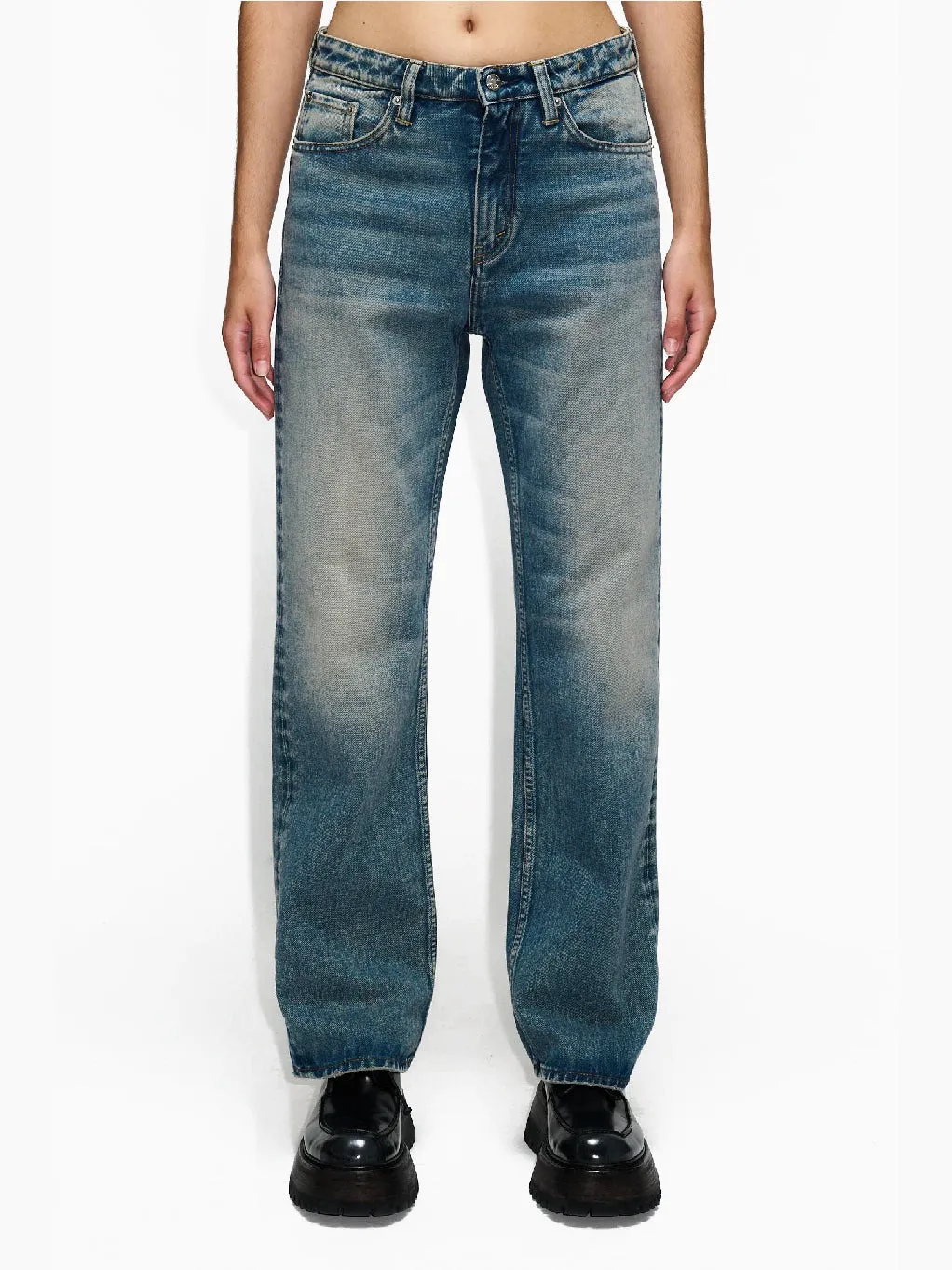 Easy Jeans Mid Blue Dirty