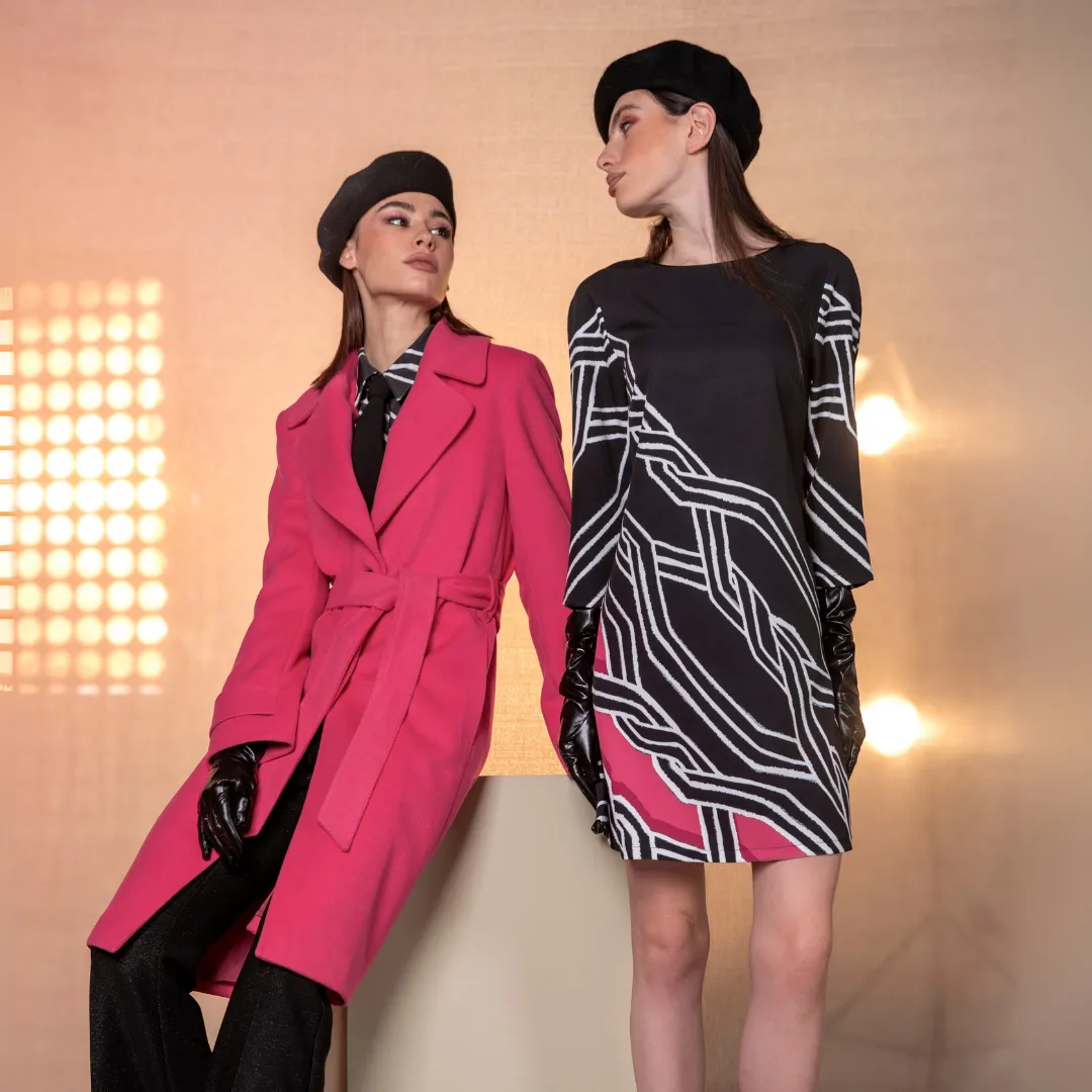 Cream/Pink Edas Capiente Belted Coat with Optimal Modifiers