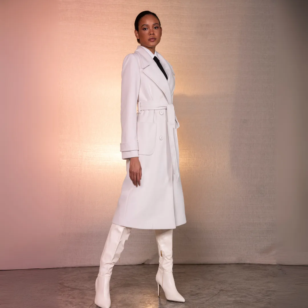 Cream/Pink Edas Capiente Belted Coat with Optimal Modifiers