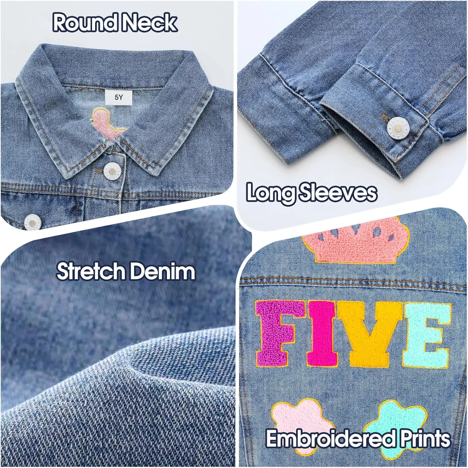 Fall Spring Denim Jacket Toddler Kid One Two Three Four Five Six Letter Shirt Button Birthday Gift Coats