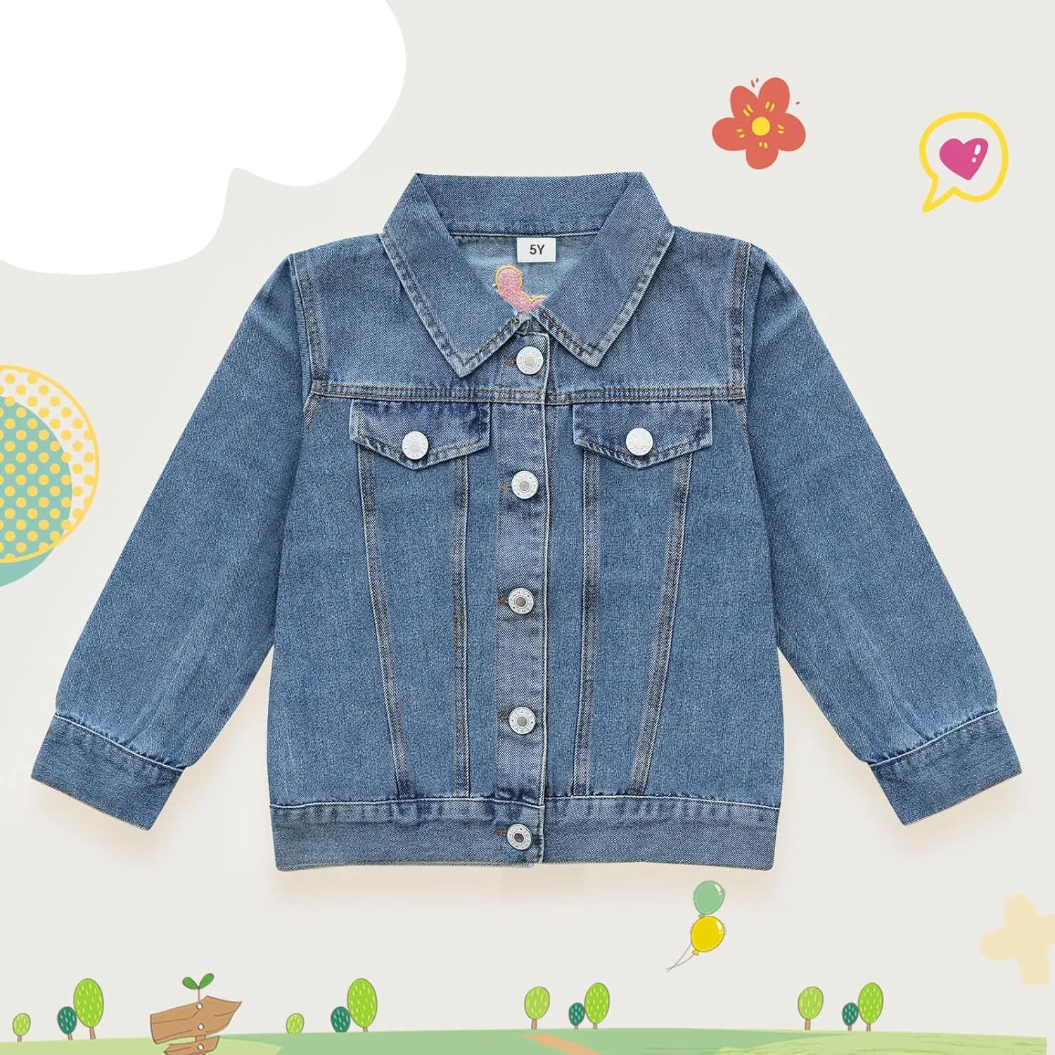 Fall Spring Denim Jacket Toddler Kid One Two Three Four Five Six Letter Shirt Button Birthday Gift Coats
