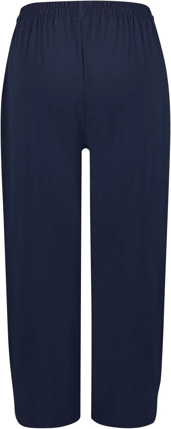 fanmpghleoo Linen Pants Women Summer Elastic High Waisted Wide Leg Linen Pants for Women 2025 Comfy Lounge Pants with Pockets