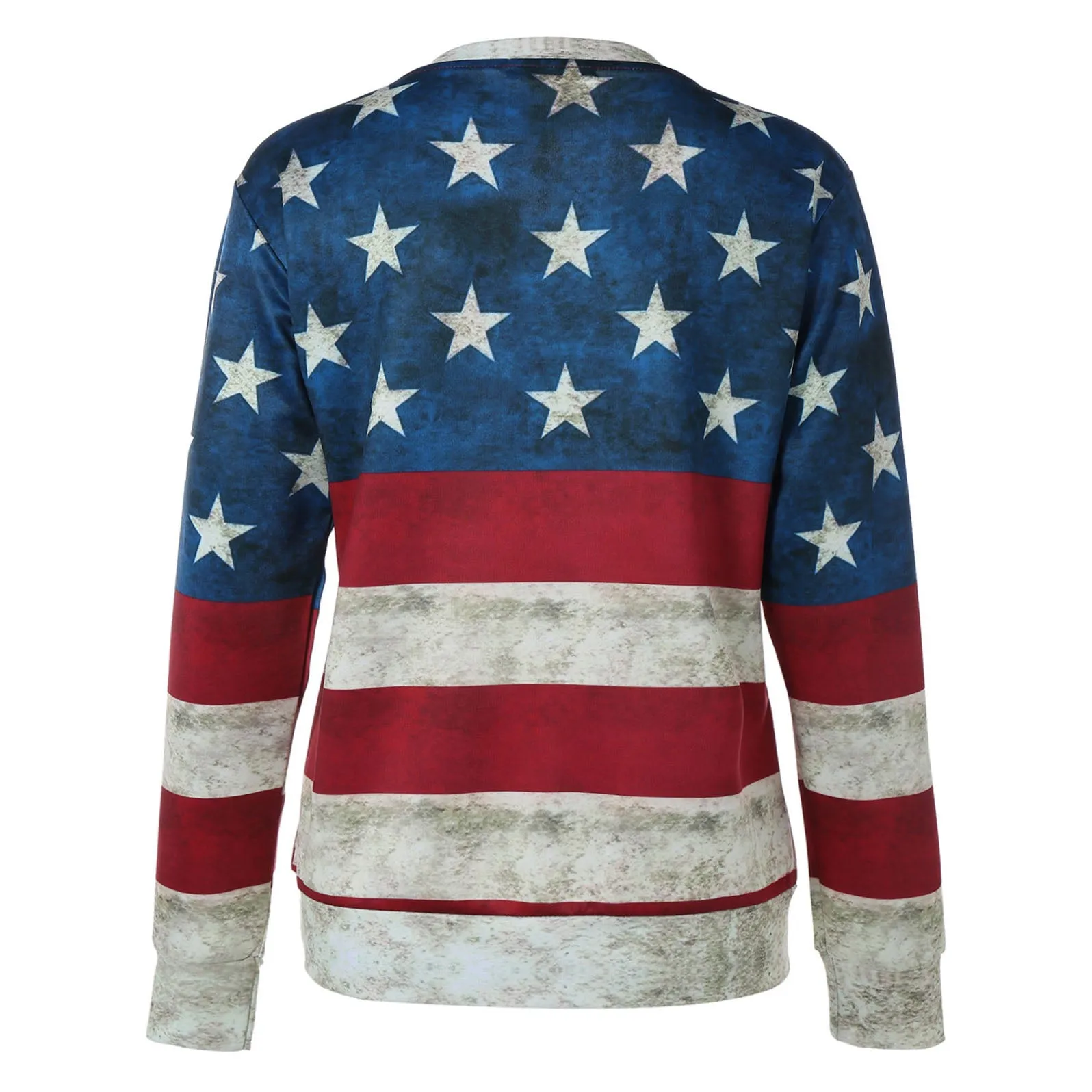 Flag Print Pullover Slim Sweatshirt