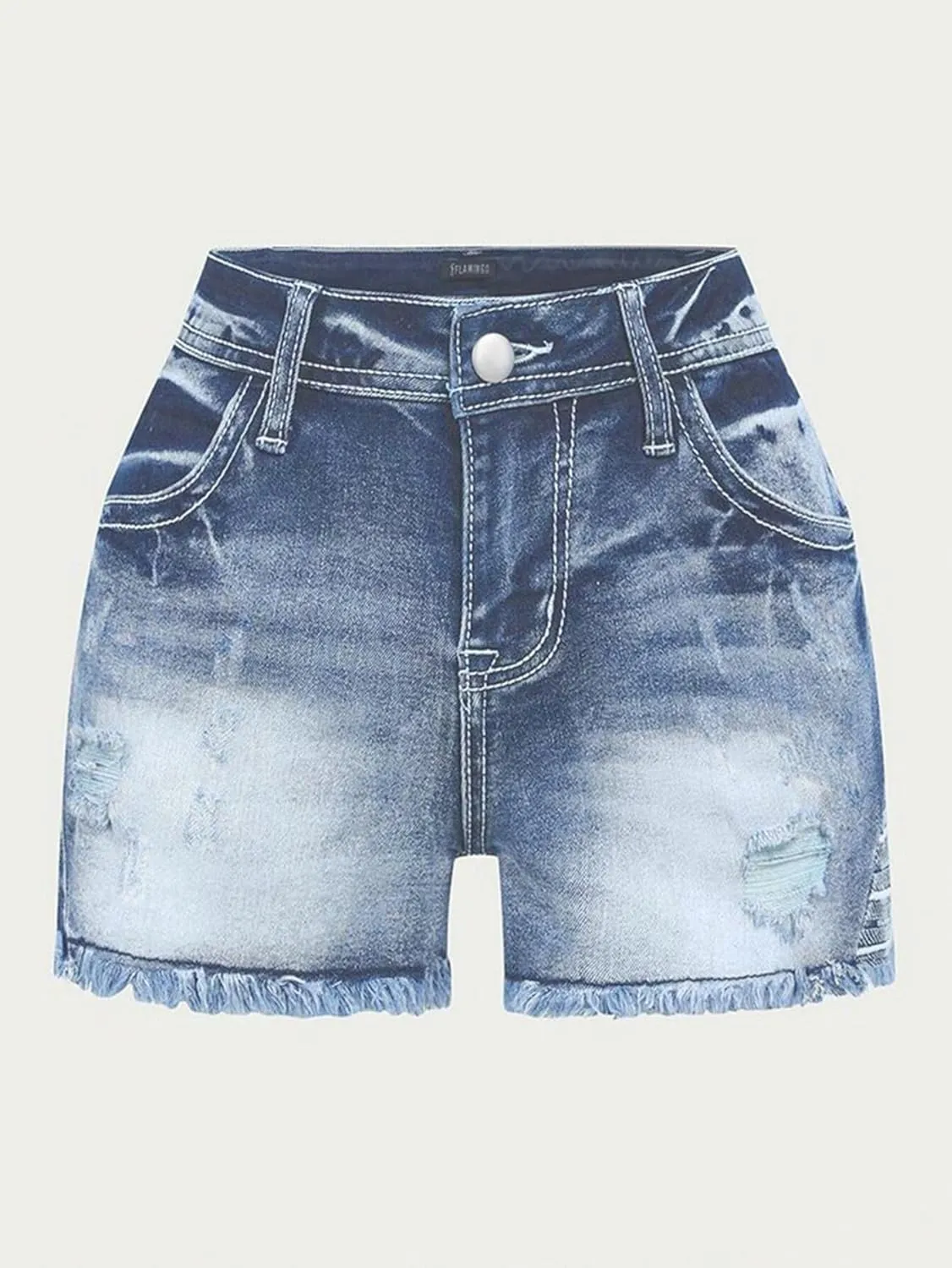 Flamingals Jean Shorts for Women Ripped Denim Low Waist Distressed Raw Hem Skinny Stretchy Shorts