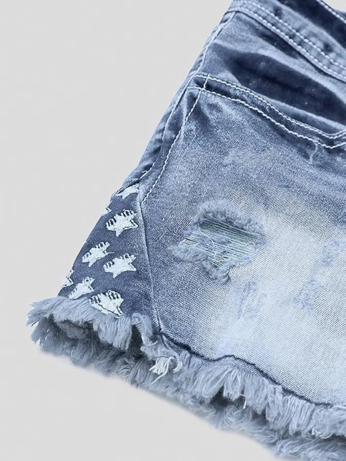 Flamingals Jean Shorts for Women Ripped Denim Low Waist Distressed Raw Hem Skinny Stretchy Shorts