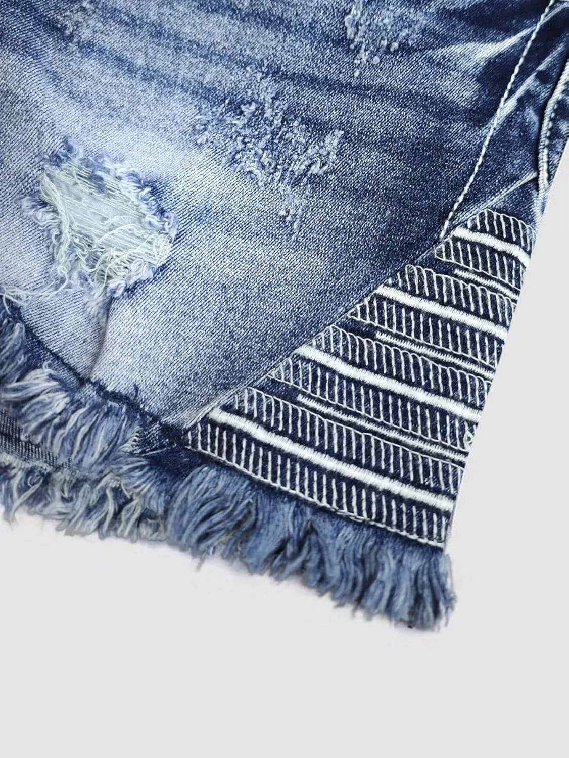 Flamingals Jean Shorts for Women Ripped Denim Low Waist Distressed Raw Hem Skinny Stretchy Shorts