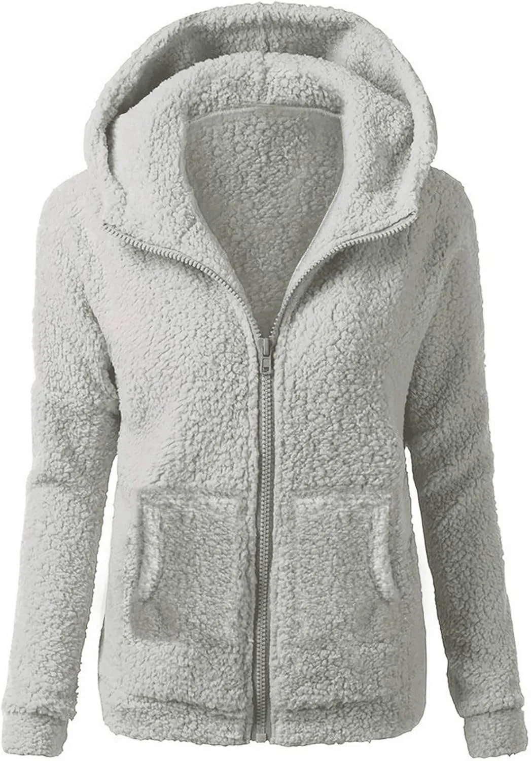 Fleece Jacket Women Plus Size Sherpa Jacket Warm Fuzzy Zip Up Hoodie Comfy Winter Coats Oversized Outerwear