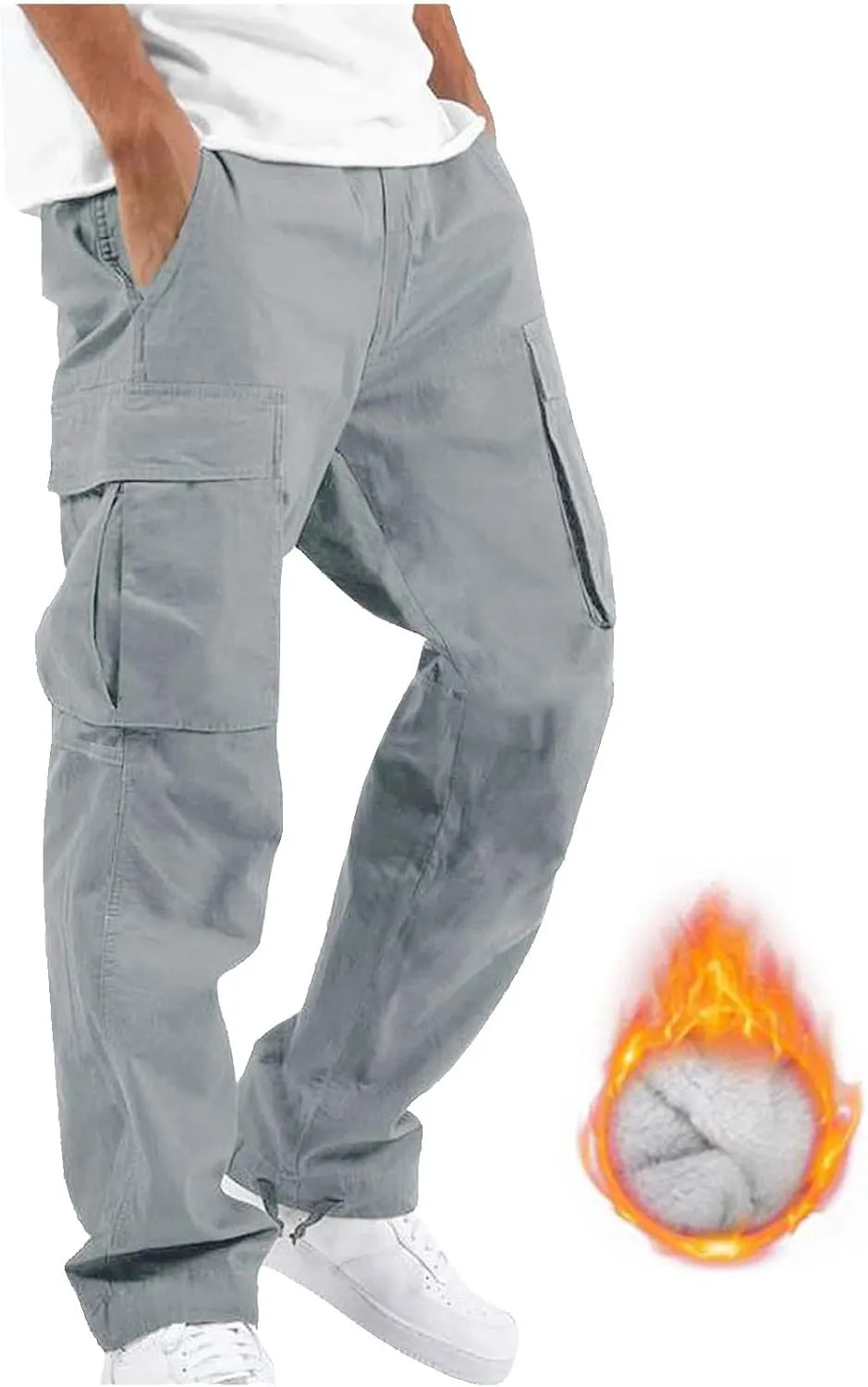 GIERIDUC Men's Twill Relaxed Fit Cargo Pant Mens Lounge Pants with Pockets Big and Tall Hiking Pants Jogger Pants with Boots