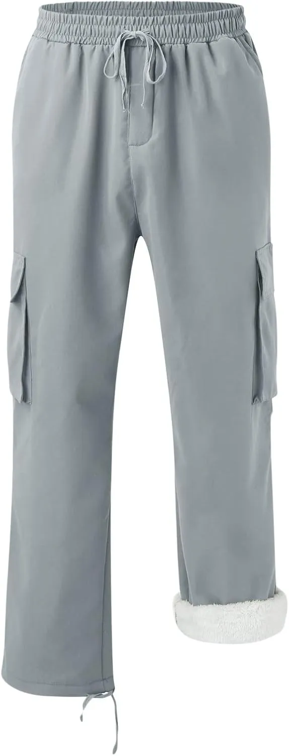 GIERIDUC Men's Twill Relaxed Fit Cargo Pant Mens Lounge Pants with Pockets Big and Tall Hiking Pants Jogger Pants with Boots
