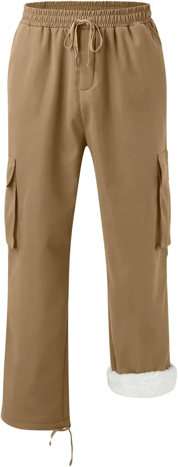 GIERIDUC Men's Twill Relaxed Fit Cargo Pant Mens Lounge Pants with Pockets Big and Tall Hiking Pants Jogger Pants with Boots
