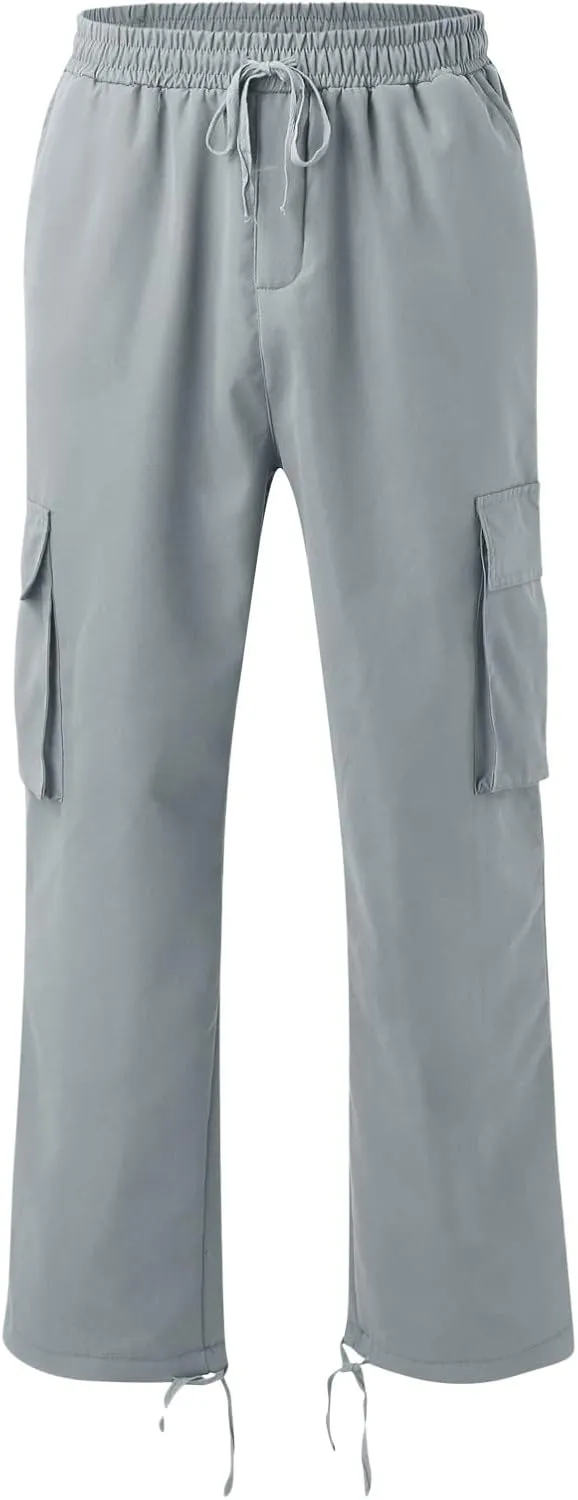 GIERIDUC Men's Twill Relaxed Fit Cargo Pant Mens Lounge Pants with Pockets Big and Tall Hiking Pants Jogger Pants with Boots