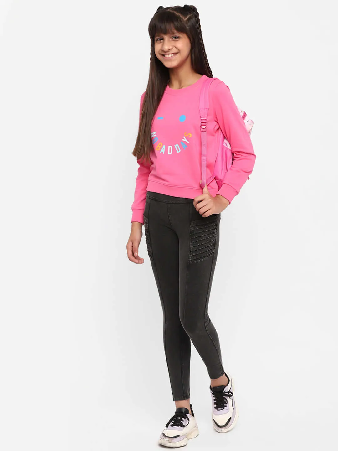 Girls All About Day Printed Sweatshirt Pink