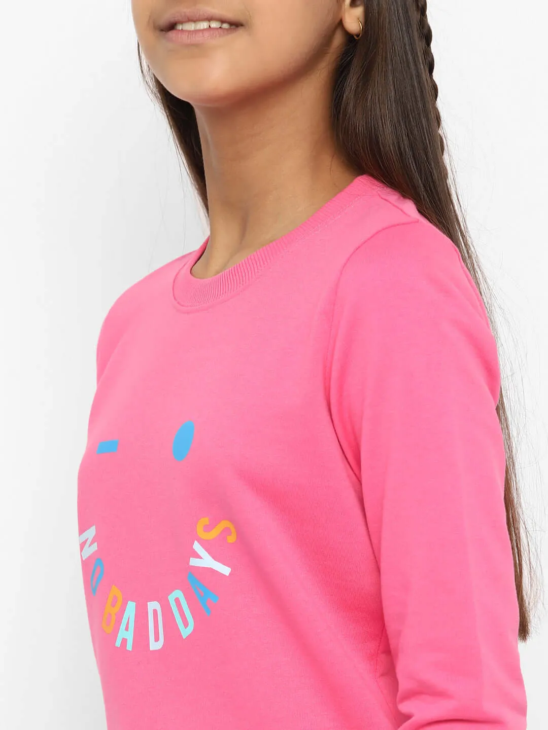 Girls All About Day Printed Sweatshirt Pink