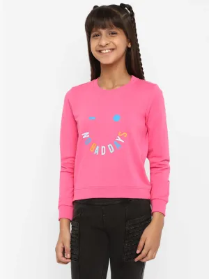 Girls All About Day Printed Sweatshirt Pink