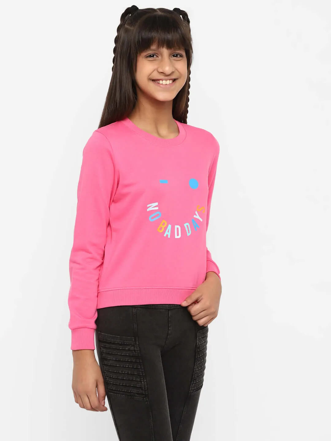 Girls All About Day Printed Sweatshirt Pink
