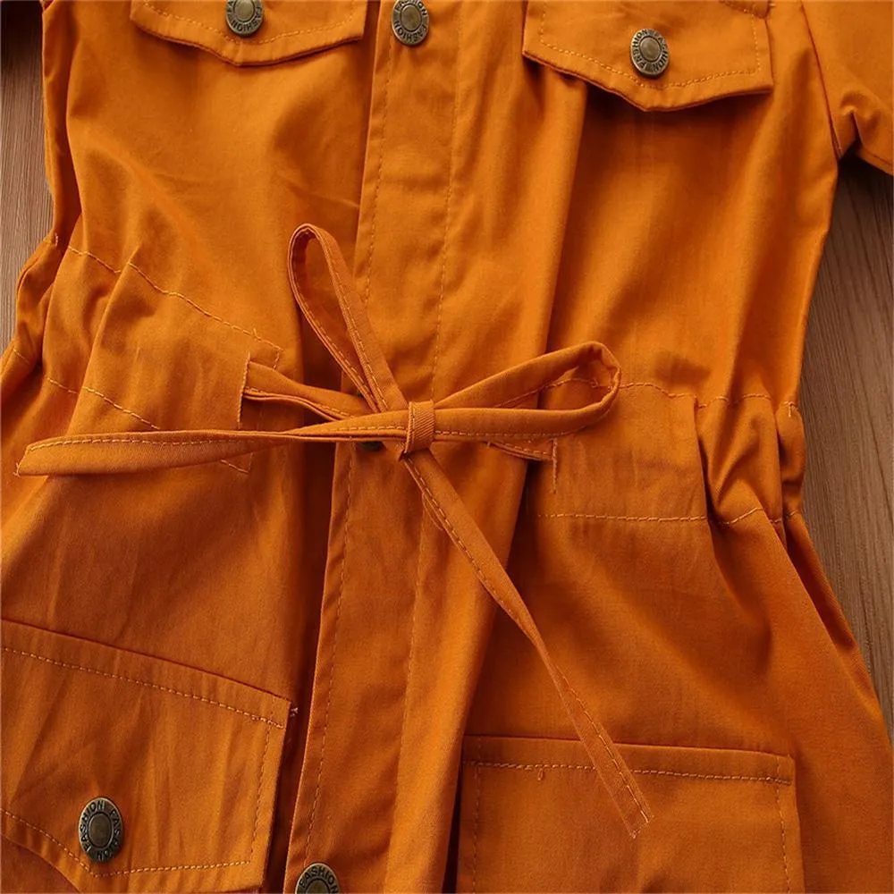 Girls Lapel Solid Long Sleeve Cardigan Coats Wholesale
