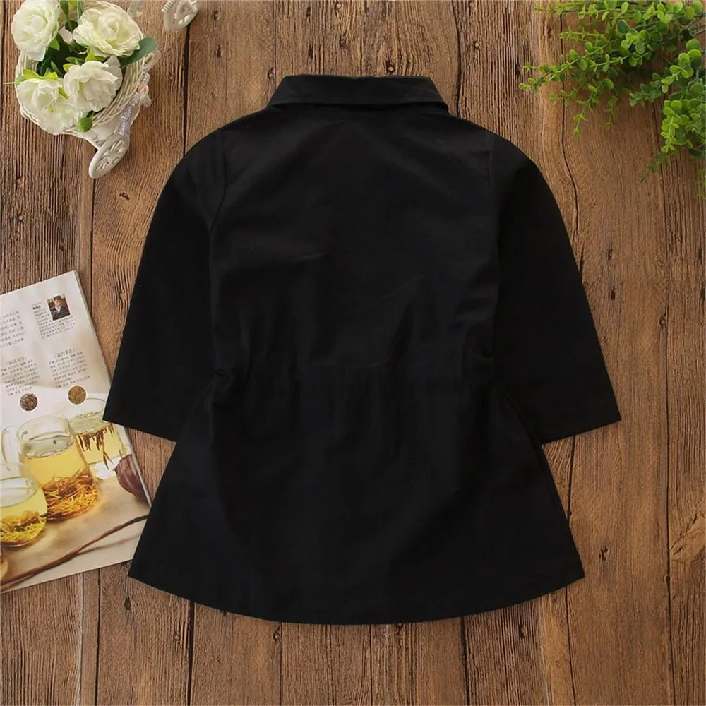 Girls Lapel Solid Long Sleeve Cardigan Coats Wholesale