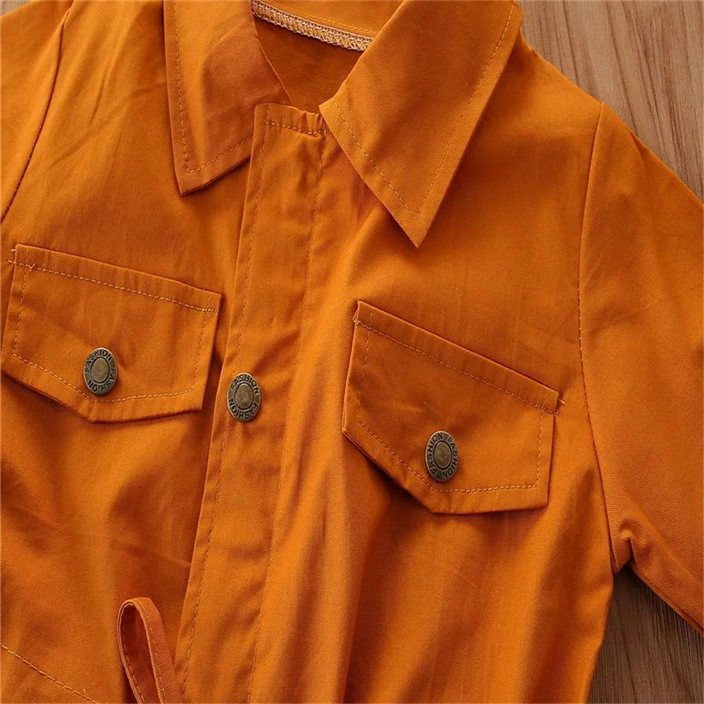 Girls Lapel Solid Long Sleeve Cardigan Coats Wholesale
