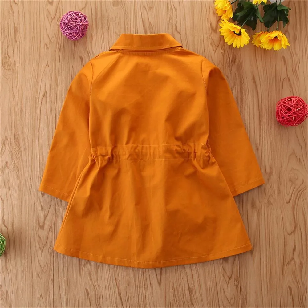 Girls Lapel Solid Long Sleeve Cardigan Coats Wholesale