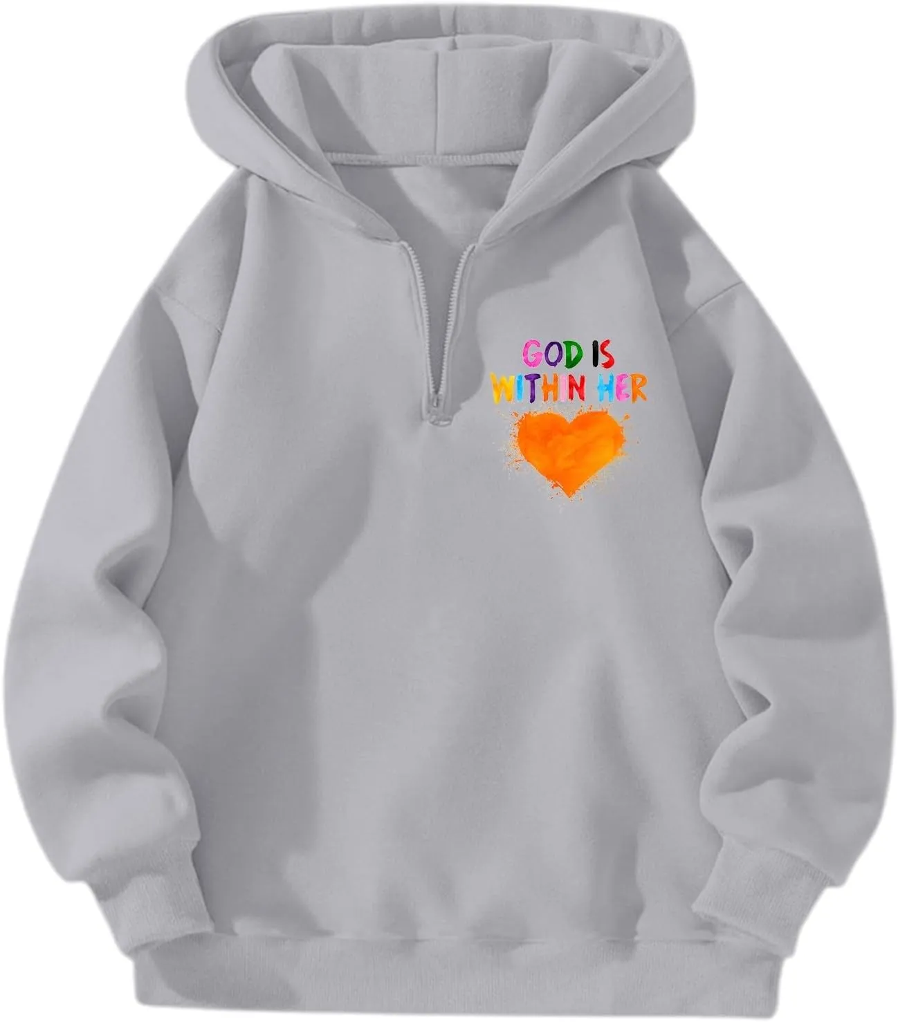 God is Within Her Will Not Fall Hoodies for Women,Casual Zip Up Hooded Sweatshirt Oversized Cute Fall Sweatshirts