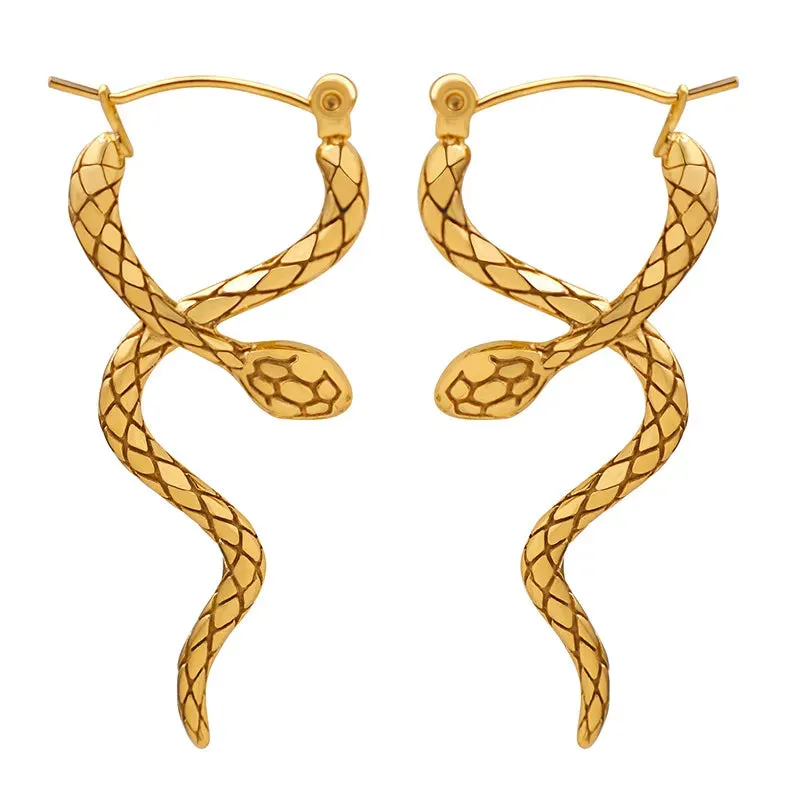 Golden Serpent Dangle Earrings