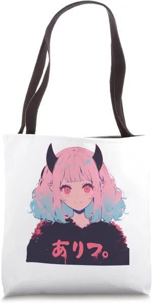 Goth Grunge Demon Anime Girl Waifu Horror Alt Aesthetic Tote Bag