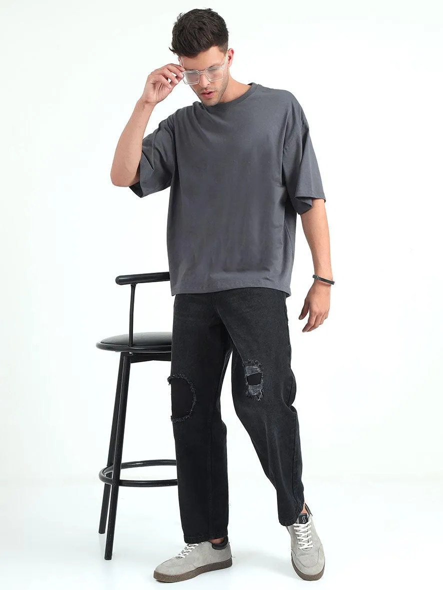 Gray Baggy Fit Round Neck T-Shirt