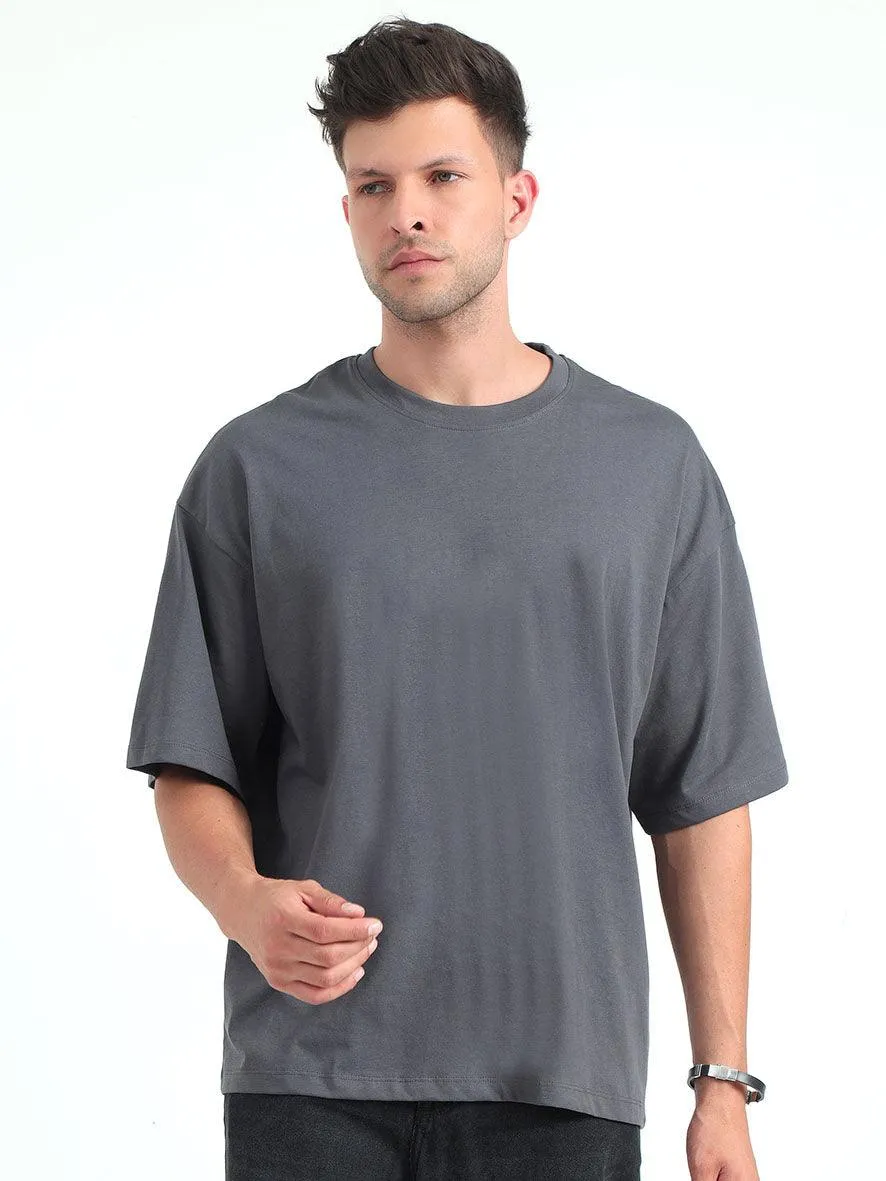 Gray Baggy Fit Round Neck T-Shirt