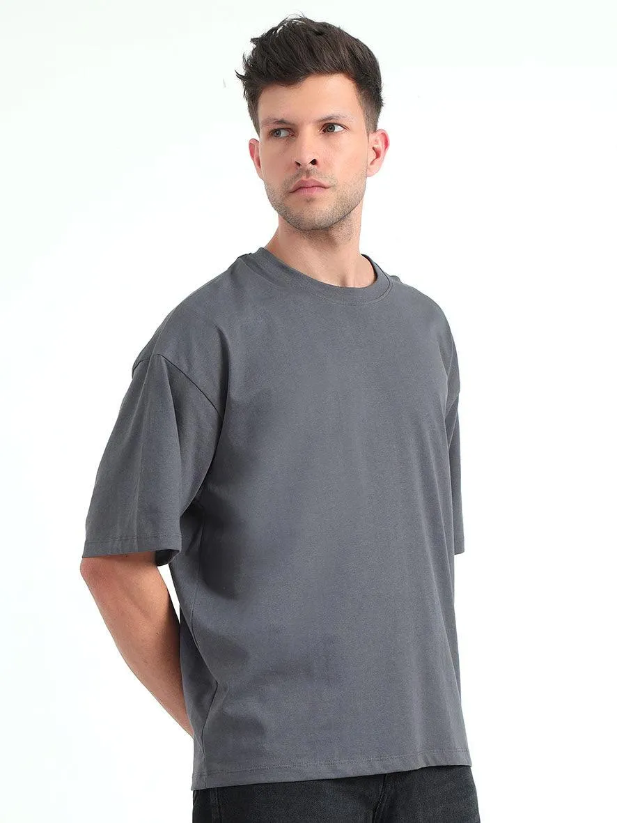 Gray Baggy Fit Round Neck T-Shirt