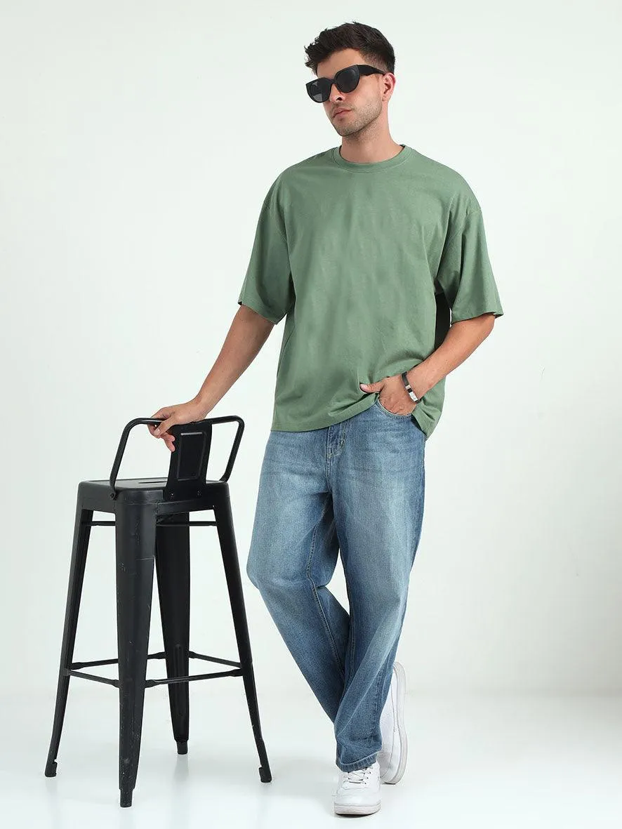 Green Baggy Fit Round Neck T-Shirt