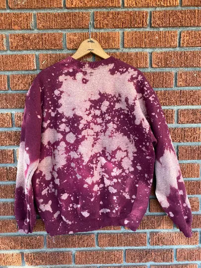 Handmade Morehouse College Maroon White Hand Bleached Crewneck Sweatshirt